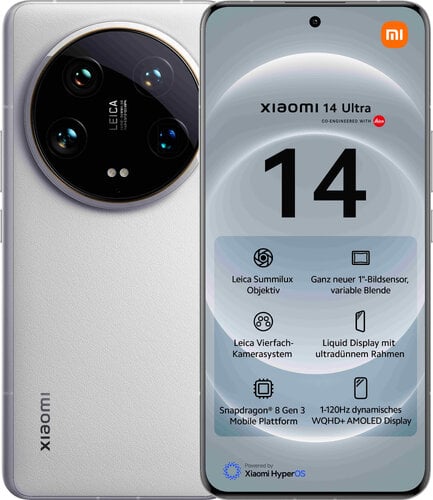 Περισσότερες πληροφορίες για "Xiaomi 14 Ultra (Άσπρο/512 GB)"