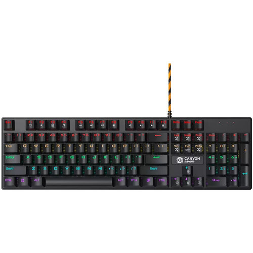 Περισσότερες πληροφορίες για "Canyon Wired black Mechanical keyboard With colorful lighting system104PCS rainbow backlight LED，also can custmized (Μαύρο/USB/LED)"