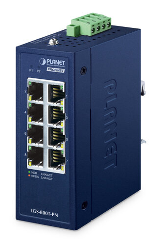 Περισσότερες πληροφορίες για "PLANET IP30 Compact size Industrial IGS-800T-PN"